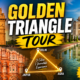 Travelers exploring Taj Mahal, Jaipur forts, and Delhi landmarks on Golden Triangle Tour India